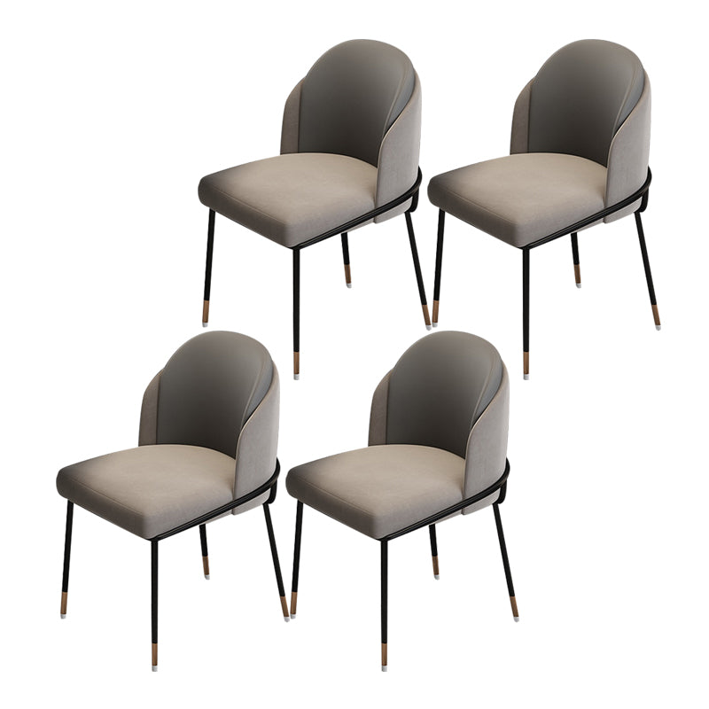 Silla de comedor de metal Glam, silla sin brazos lateral de comedor tapizada para uso en restaurantes