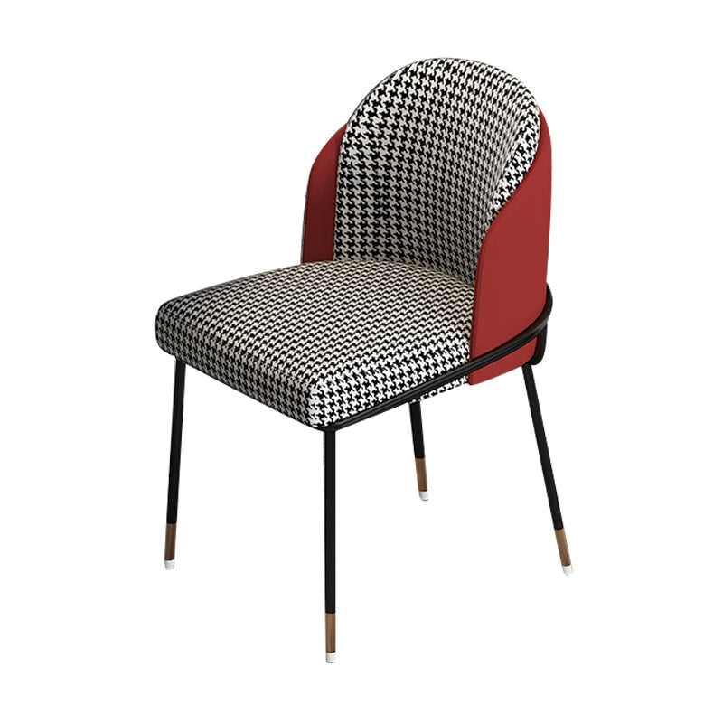 Silla de comedor de metal Glam, silla sin brazos lateral de comedor tapizada para uso en restaurantes