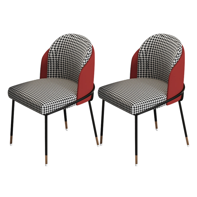 Silla de comedor de metal Glam, silla sin brazos lateral de comedor tapizada para uso en restaurantes
