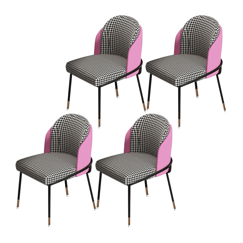 Silla de comedor de metal Glam, silla sin brazos lateral de comedor tapizada para uso en restaurantes