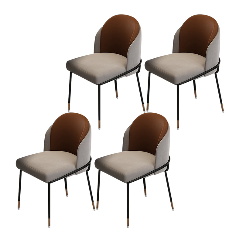 Silla de comedor de metal Glam, silla sin brazos lateral de comedor tapizada para uso en restaurantes
