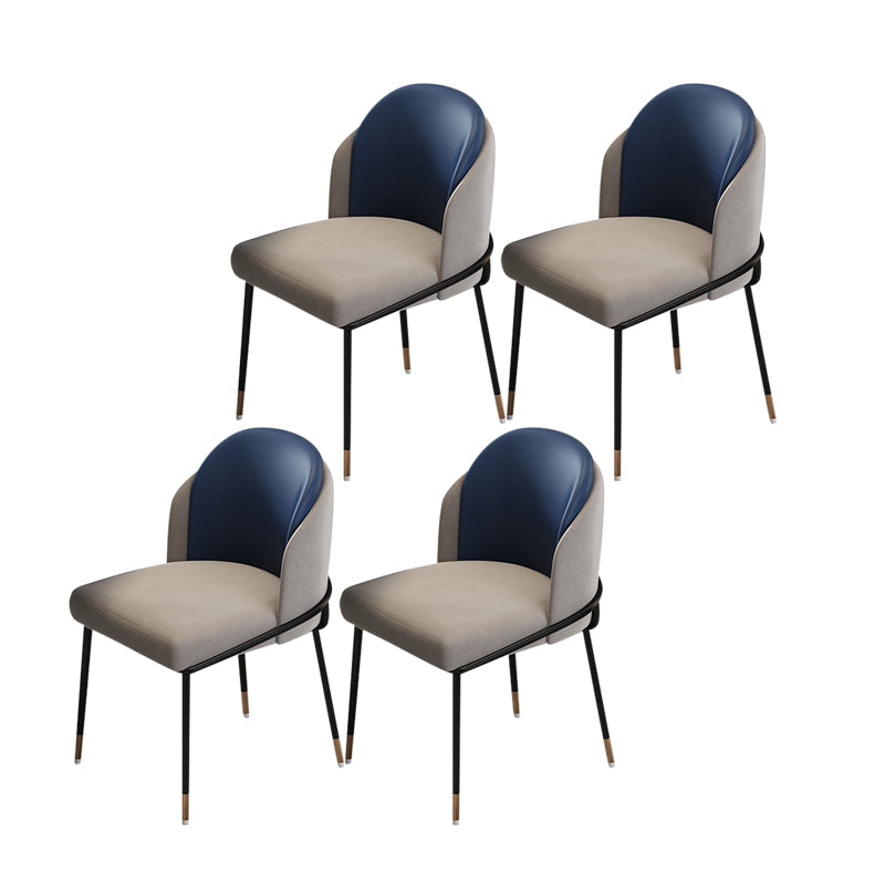 Silla de comedor de metal Glam, silla sin brazos lateral de comedor tapizada para uso en restaurantes