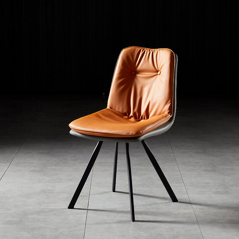 Sedie laterali con schienale solido senza braccioli dal design minimalista Sedie da pranzo in pelle