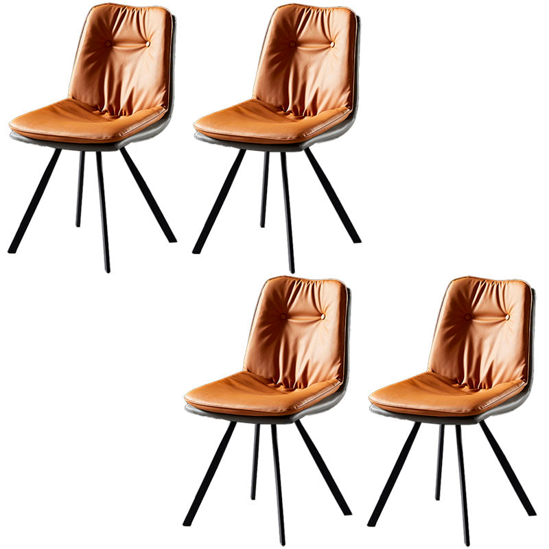 Sillas laterales con respaldo sólido sin brazos de diseño minimalista Sillas de comedor de cuero
