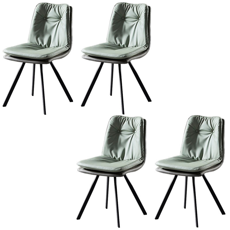 Sillas laterales con respaldo sólido sin brazos de diseño minimalista Sillas de comedor de cuero