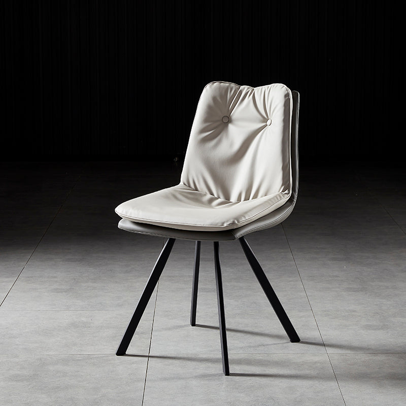Sedie laterali con schienale solido senza braccioli dal design minimalista Sedie da pranzo in pelle
