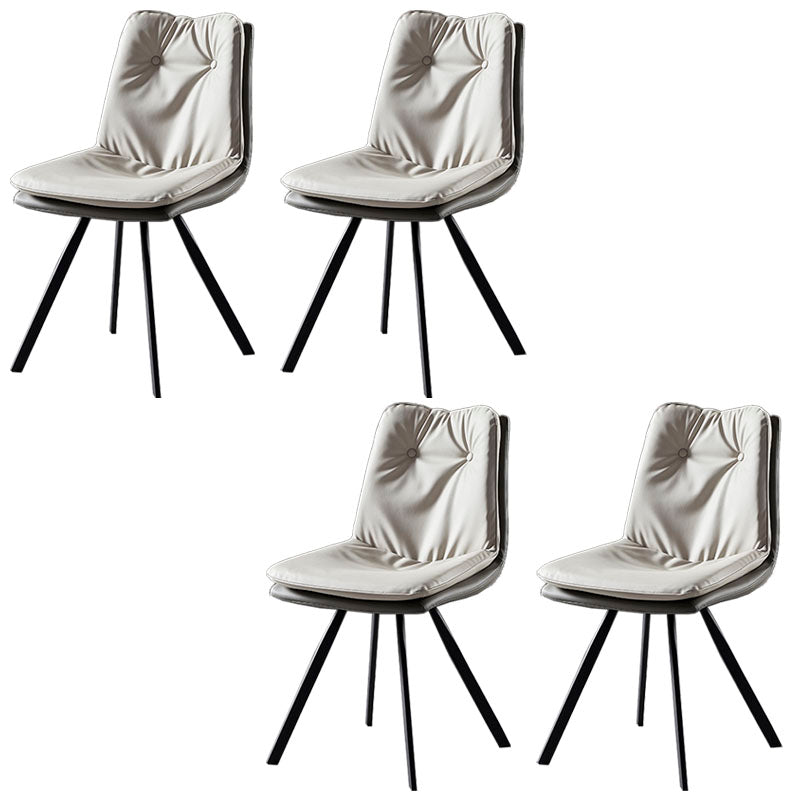 Sillas laterales con respaldo sólido sin brazos de diseño minimalista Sillas de comedor de cuero