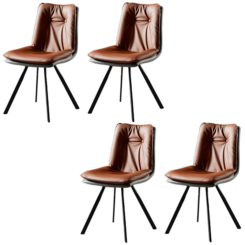 Sillas laterales con respaldo sólido sin brazos de diseño minimalista Sillas de comedor de cuero