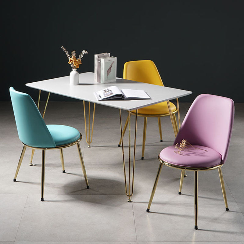 Sillas de comedor de estilo nórdico, silla sin brazos de cocina con patas de metal