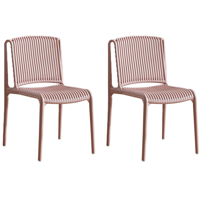 Silla sin brazos de comedor de plástico de estilo contemporáneo, respaldo abierto, sillas laterales para el hogar