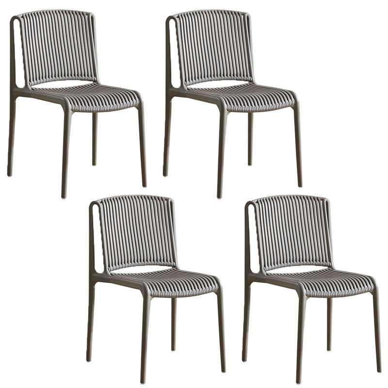 Silla sin brazos de comedor de plástico de estilo contemporáneo, respaldo abierto, sillas laterales para el hogar