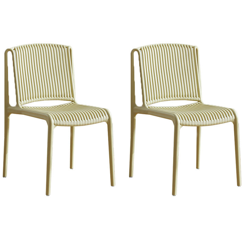 Silla sin brazos de comedor de plástico de estilo contemporáneo, respaldo abierto, sillas laterales para el hogar