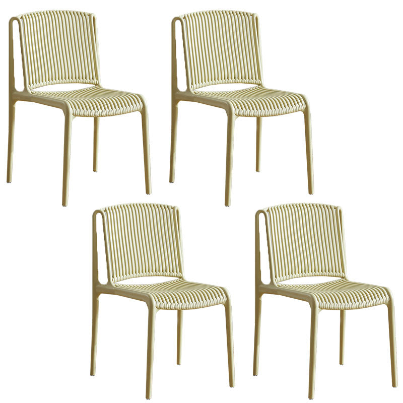 Silla sin brazos de comedor de plástico de estilo contemporáneo, respaldo abierto, sillas laterales para el hogar