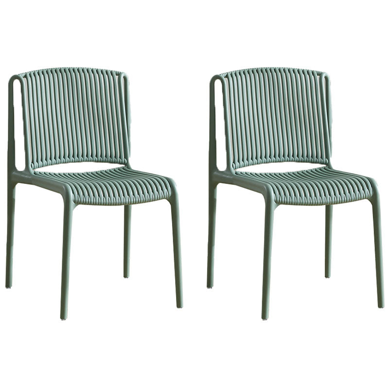 Silla sin brazos de comedor de plástico de estilo contemporáneo, respaldo abierto, sillas laterales para el hogar