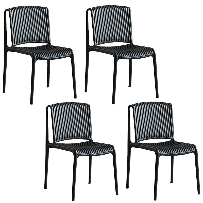 Silla sin brazos de comedor de plástico de estilo contemporáneo, respaldo abierto, sillas laterales para el hogar