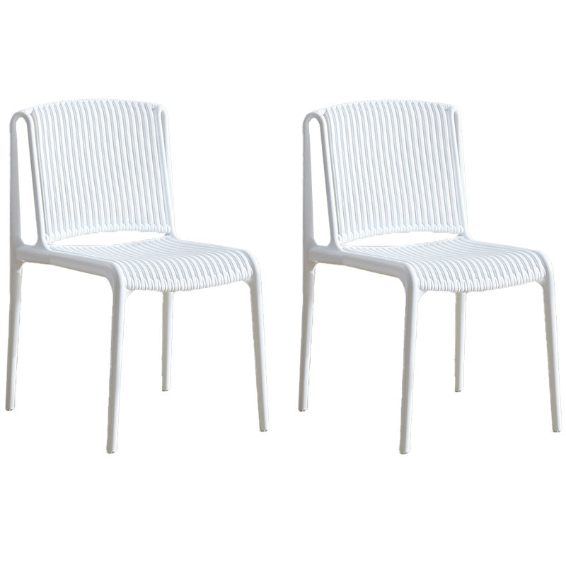 Silla sin brazos de comedor de plástico de estilo contemporáneo, respaldo abierto, sillas laterales para el hogar