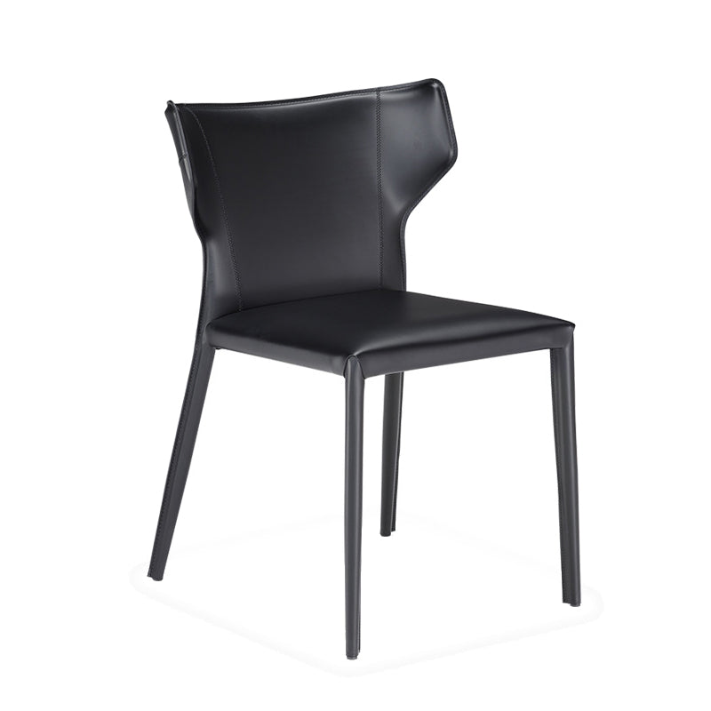 Sedia moderna Wingback Side Chair in pelle con finitura opaca per sala da pranzo