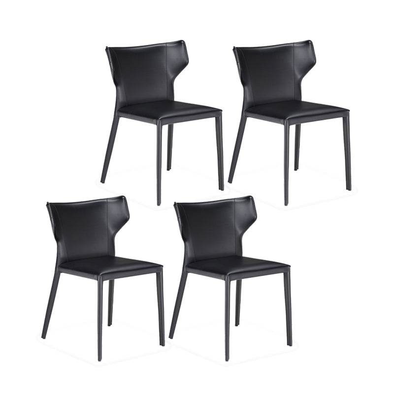 Silla lateral moderna con respaldo de orejas, silla de cuero con acabado mate para comedor