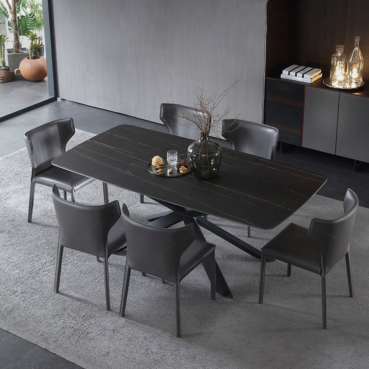 Silla lateral moderna con respaldo de orejas, silla de cuero con acabado mate para comedor