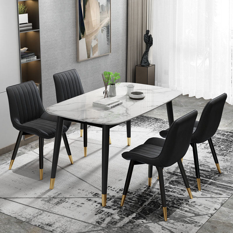 Silla auxiliar de comedor contemporánea Silla Parsons curvada de cuero con acabado mate