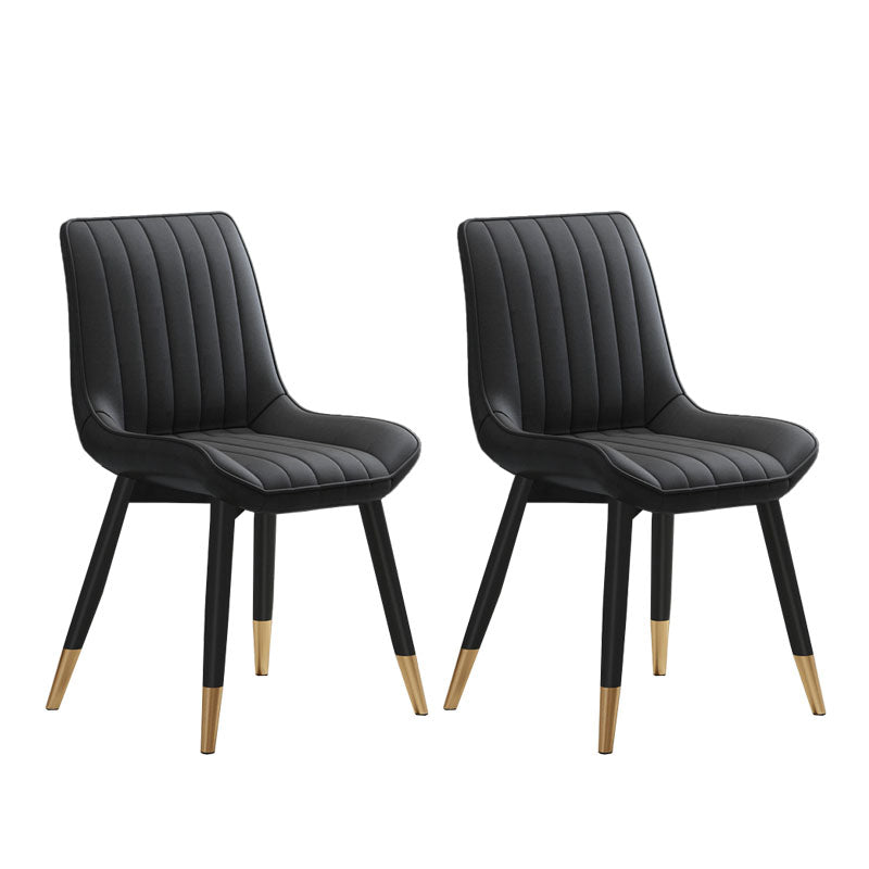 Silla auxiliar de comedor contemporánea Silla Parsons curvada de cuero con acabado mate