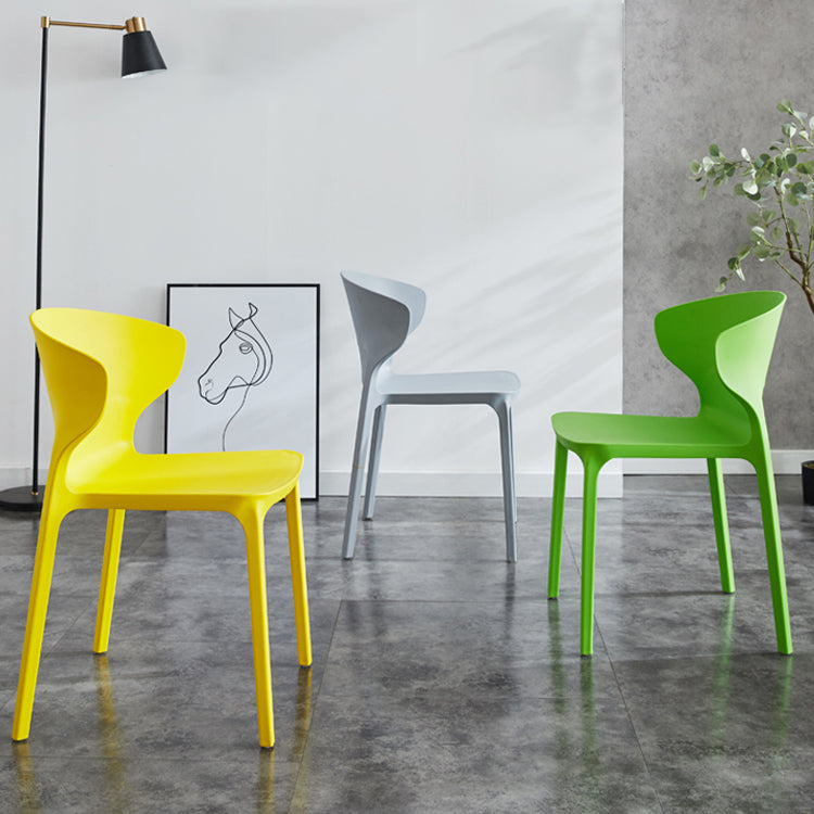 Silla lateral de plástico moderna para interiores y exteriores, silla con respaldo