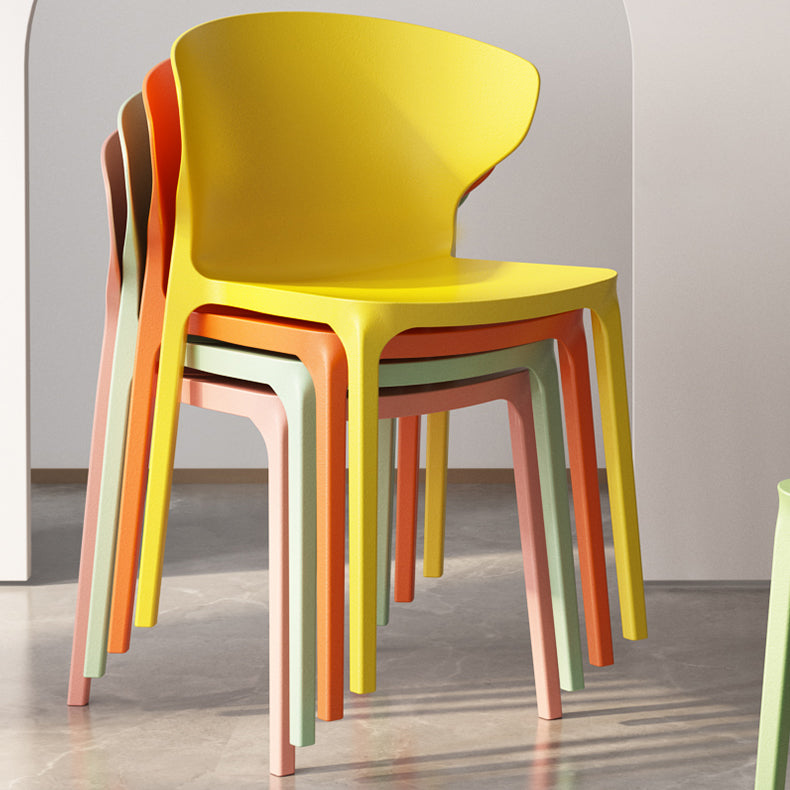 Silla lateral de plástico moderna para interiores y exteriores, silla con respaldo