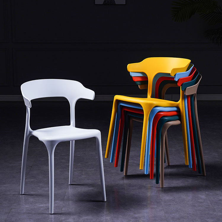 Sillón escandinavo de plástico para interior y exterior, silla de comedor con respaldo abierto