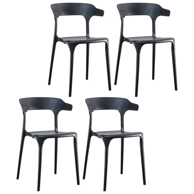 Poltrona da pranzo scandinava in plastica per interni ed esterni con schienale aperto
