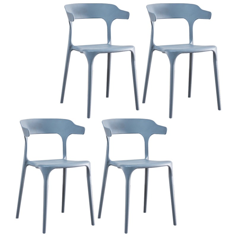 Sillón escandinavo de plástico para interior y exterior, silla de comedor con respaldo abierto