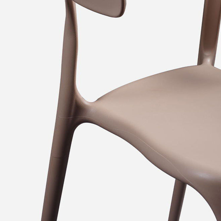 Sillón escandinavo de plástico para interior y exterior, silla de comedor con respaldo abierto