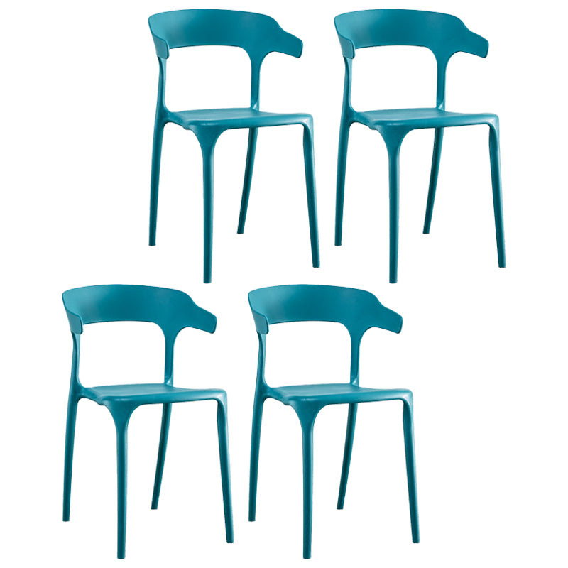 Sillón escandinavo de plástico para interior y exterior, silla de comedor con respaldo abierto