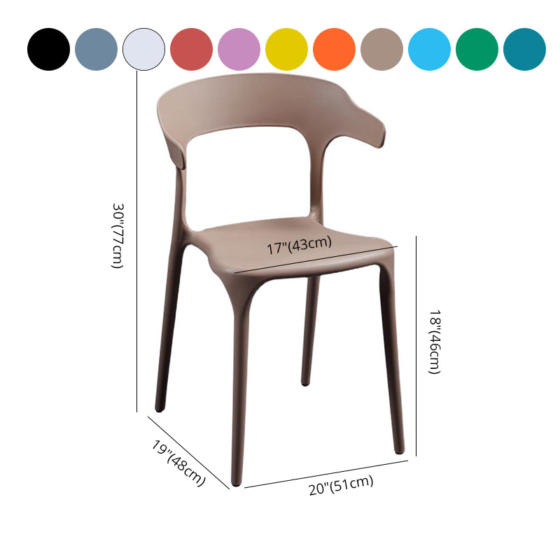 Sillón escandinavo de plástico para interior y exterior, silla de comedor con respaldo abierto
