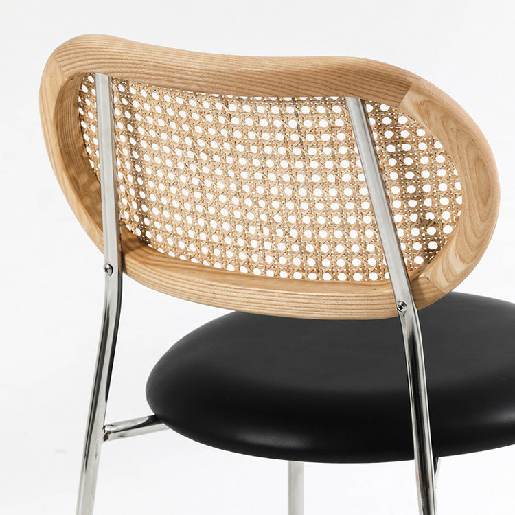 Silla sin brazos contemporánea, silla con respaldo abierto curvado de cuero con acabado mate para patio