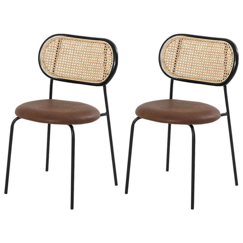 Silla sin brazos contemporánea, silla con respaldo abierto curvado de cuero con acabado mate para patio
