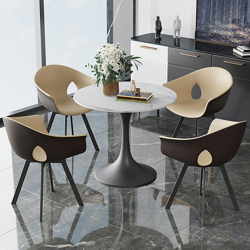 Modern 1/4/5 Pieces White Dining Set Round Sintered Stone Dining Table Set