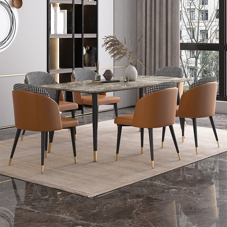Nordic 1/2/3/5/7 Pieces Dining Set with Sintered Stone Table and Leather Chairs Dining Set