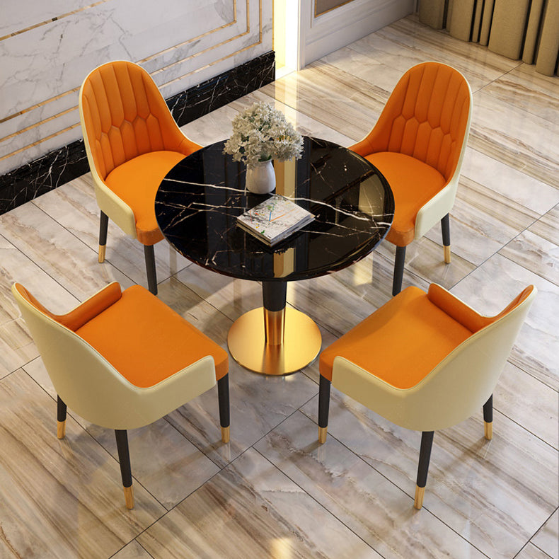1/2/4/5 Pcs Metal Glam Style Dining Set with Round Table Dinette Set