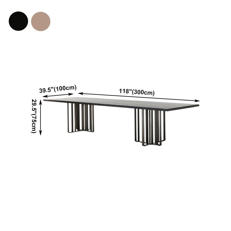 Industrial Style Furniture Double Pedestal Pine Solid Wood Dining Site Table