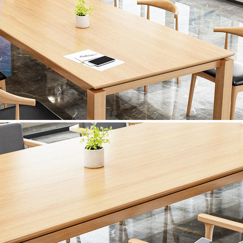 Rectangle Modern Table Solid Wood Fixed Dining Table with 4 Legs