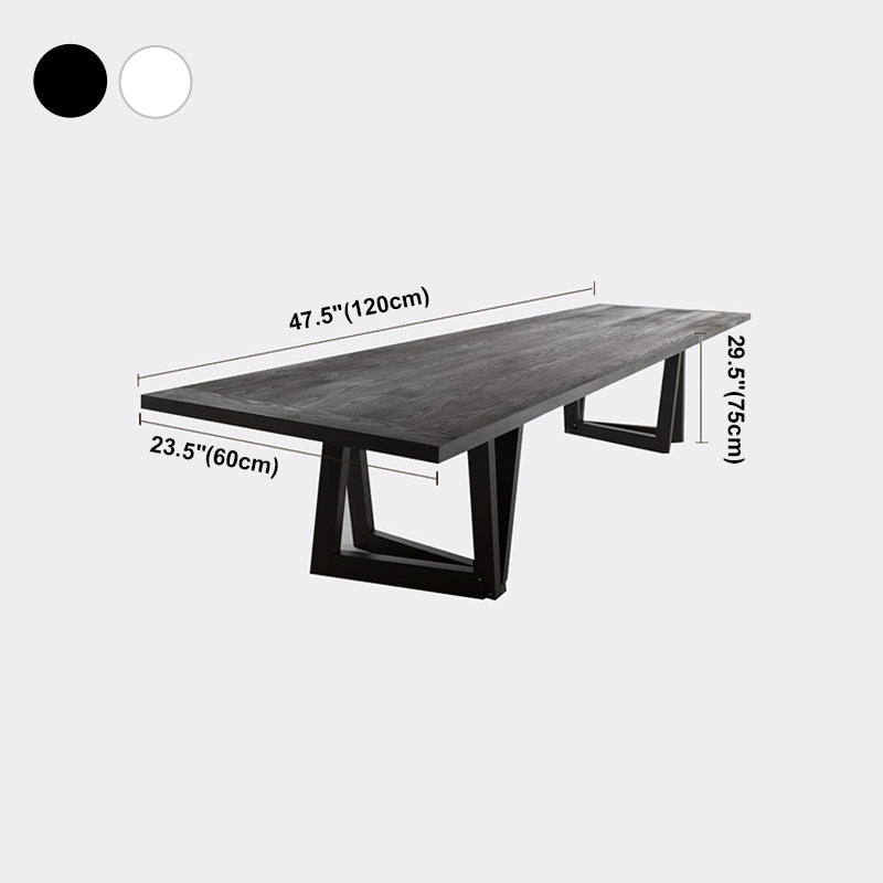 Industrial Pine Wood Table for Restaurant Rectangle Dining Table with Double Pedestal Base