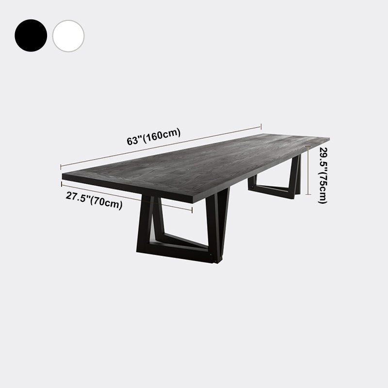 Industrial Pine Wood Table for Restaurant Rectangle Dining Table with Double Pedestal Base