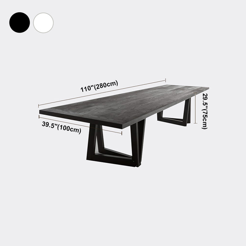 Industrial Pine Wood Table for Restaurant Rectangle Dining Table with Double Pedestal Base