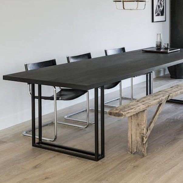 Rectangle Industrial Dining Table Solid Wood Fixed Dinette Table