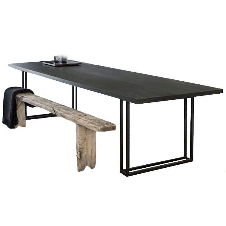 Rectangle Industrial Dining Table Solid Wood Fixed Dinette Table