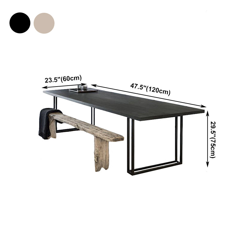 Rectangle Industrial Dining Table Solid Wood Fixed Dinette Table