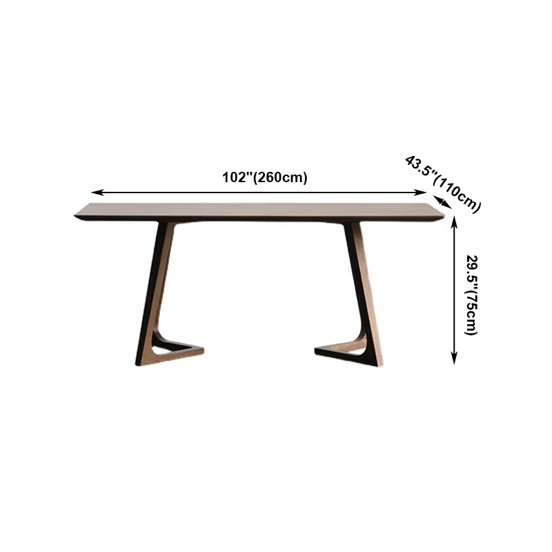 Rectangle Wood Dining Table Solid Wood Table Modern with Double Pedestal Base