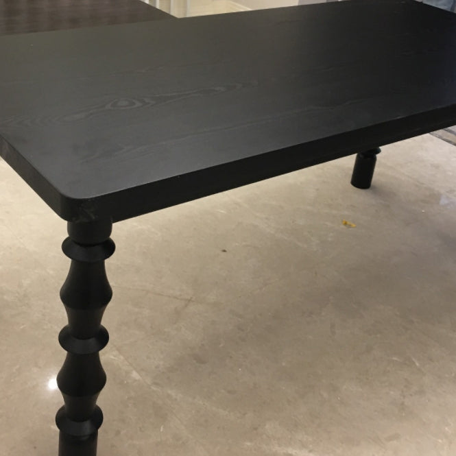 Rectangle Casual Dining Table Solid Wood Fixed Table with 4 Legs