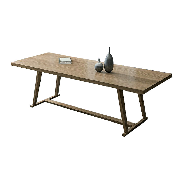 Solid Wood Contemporary Rectangular Dining Table Pine Wood Top Table with Trestle Base