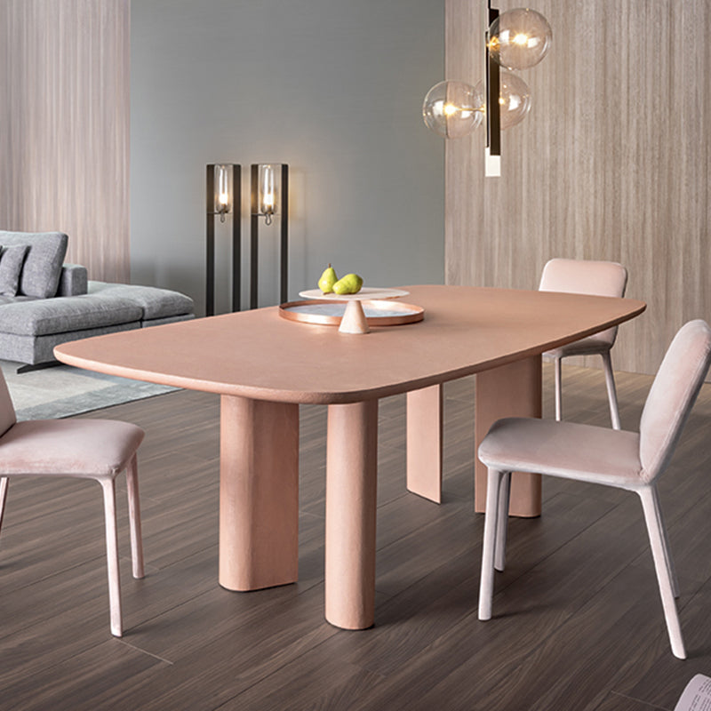 Rectangle Luxury Dining Table Solid Wood Fixed Table with 4 Legs